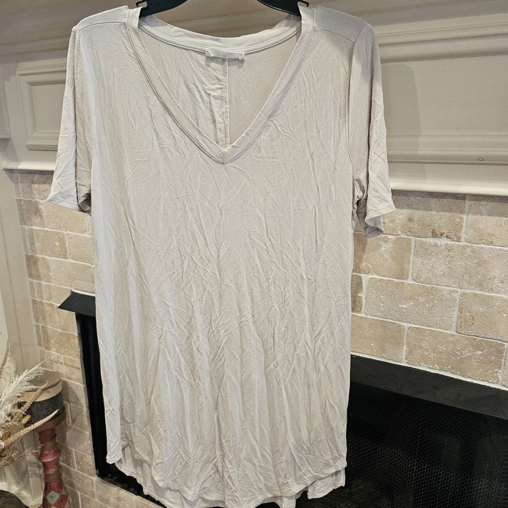 Zenana XL Soft Knit T Shirt Womens Taupe Cream Color